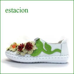 エスタシオン靴 estacion　etn206ivye　アイボリー　【かわいいお花が咲いている。。クニュッと曲がるソール・・・エスタシオン．．花花スリッポン】