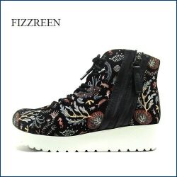 FIZZ REEN　フィズリーン  fr2435bl 　ブラック　【振り返って見てしまう・・個性的な素材がいい・　fizz reen　厚底レースアップブーツ】