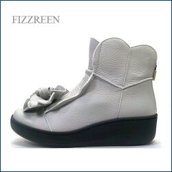 FIZZREEN フィズリーン fr2579gy 　ライトグレイ　【かわいい大きいお花・歩行に優しいやすらぎインソール・FIZZREEN　履きやすい厚底ブーツ】
