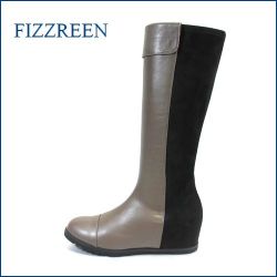 fizz reen フィズリーン fr1460ch  チャコール　【新鮮・・レザーとシルキーストレッチ。。。可愛いラウンドトゥ。。フィズリーン 安心のび～る上品ブーツ】