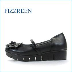 fizz reen　フィズリーン　 fr1572bl　ブラック　【曲がるソールと厚厚クッション・・足裏にとても優しい・・・fizz reen　・・かわいいお花ベルトパンプス】