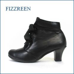 fizz reen フィズリーン fr280bl  ブラック　【可愛い大きなプクプクりぼん・・ スポッと履ける・・FIZZREEN・楽々・アンクルブーツ】