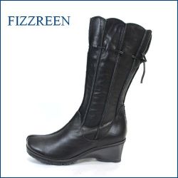 fizz reen フィズリーン fr7601bl ブラック　【極上柔らかレザーでスッポリ包む・・フィズリーン・可愛いフラワーカットのリボンハーフブーツ】