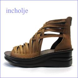 インコルジェ   incholje　in4021br  ブラウン  【ずっと快適・いい色出しのオイル仕上げ　incholje グラディエーター・サンダル】