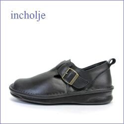 incholje インコルジェ　in8005bl ブラック 【楽らくＦＩＴするソフトなレザー・incholje・シンプルで合わせやすい モンクストラップ】
