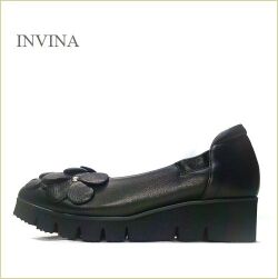 INVINA　インビナ  iv1265bl　ブラック　【楽しく歩ける！やさしい履き心地・INVINA 大きいお花の厚底パンプス】