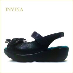 INVINA　インビナ  iv1488bl 　黒　【蹴り出しスムーズな新ソール。ふわっとしたはき心地！invina　可愛いお花のサンダル】