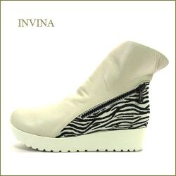 invina　インビナ  iv2164lgy 　ライトグレイ　【振り返って見てしまう・・飾りファスナーと小粋な柄　INVINA　厚底ショートブーツ】