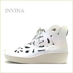 INVINA　インビナ  iv4452wt 　ホワイト【可愛いフラワーカット　締めつけない幅広　INVINA　 エレガントなレースアップスタイル】