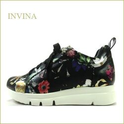 INVINA　インビナ  iv50295blf　ブラックフラワー　【お花で可愛さアップ！やさしい履き心地・INVINA 外反母趾対策の厚層インソール  スニーカー】