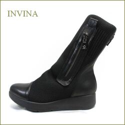 invina　インビナ  iv2131bl 　ブラック　【新鮮感覚・オシャレに履こう！可愛いファスナーデザイン・・・・INVINA　ストレッチニットのショートブーツ】