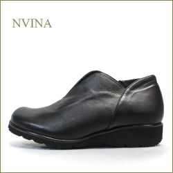 nvina　エヌビナ　nv7872bl  ブラック  【可愛い丸さのオブリック・・シンプルで決めよう。。nvina  ・センターゴア・スリッポン】