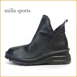 Milla Sports  ミラスポーツ  mi7058bl  ブラック　【どんどん歩けるラバーソール・・ソフトな仕上がり・Milla Sports・シンプルショート】