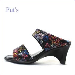 Put's　プッツ　pt1200blfw  ブラックフラワー  【可愛い小花が咲いている・・Put's フィットするミュールサンダル】