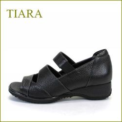 tiara　ティアラ　ti3727bl  ブラック  【スポッ と履けるベルトがポイント・・安心できるしっかりヒール tiara  履きやすいオープントゥ】