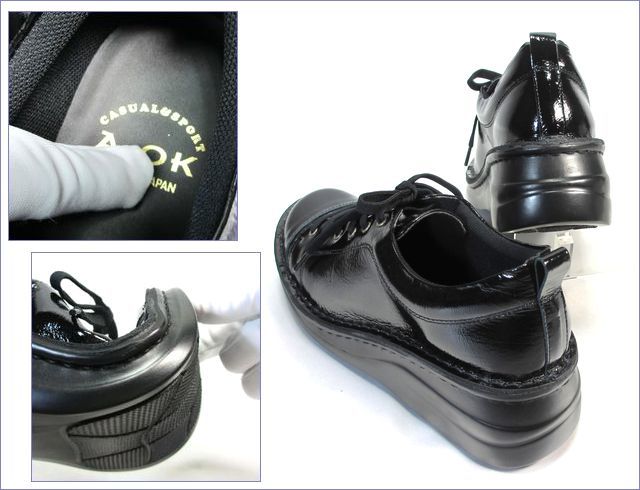 【未使用品】A-OKエーオーケーレザーシューズコンフォートシューズ黒ブラック エ―オーケー aok靴 ak84801bl ブラック 【スニーカー感覚で