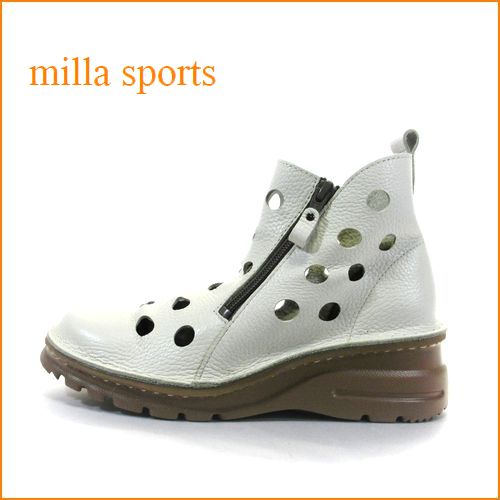 milla ミラ　mi1032iv　アイボリー　【どんどん歩けるラバーソール・・おしゃれなＷジッパー・・milla・・穴穴アンクル】