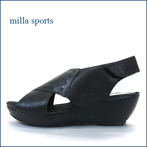 MILLA SPORTS / ミラスポーツ   mi6361bl ブラック　【面ファスナーでしっかりフィット　milla　sports　柔らかレザーのシンプル サンダル】
