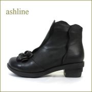 ashline　アシュライン　as11bl　ブラック　【可愛いお花とフラワーカット・・・ashline・・ アイロントゥのショートブーツ】