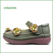 エスタシオン靴  ESTACION  et2121ka　カーキ　【 カワイイ感じで登場しました。。 estacion 　お花がいっぱい咲いている　甲ベルトシューズ】