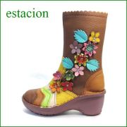 estacion  エスタシオン靴  et016br　ブラウンマルチ　【初登場の長さ！！お花咲いてる 新鮮色達。。。エスタシオン・・かわいいハーフブーツ】