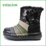 estacion エスタシオン靴 et273bl　ブラック　【ポカポカしましょ！ 可愛いしましまデザイン・・エスタシオン・・ムートンブーツ】
