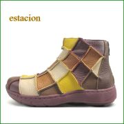 エスタシオン　estacion　et8126br ブラウンマルチ　【サイドステッチソールで登場！コロンとして可愛い丸さ・・パッチワークのブーツ】