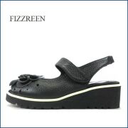 fizzreen　フィズリーン  fr1488bl 　黒　【足裏ウェーブクッションが心地良い！fizzreen　可愛いお花のサンダル】