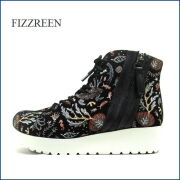 FIZZ REEN　フィズリーン  fr2435bl 　ブラック　【振り返って見てしまう・・個性的な素材がいい・　fizz reen　厚底レースアップブーツ】