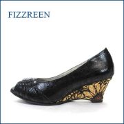 fizzreen  フィズリーン  fr7089bl  ブラック　【日本の新技術！下町コルクの転写フラワー。。ｆｉｚｚｒｅｅｎ　ウェッジ・オープントゥ】