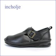 incholje インコルジェ　in8005bl ブラック 【楽らくＦＩＴするソフトなレザー・incholje・シンプルで合わせやすい モンクストラップ】