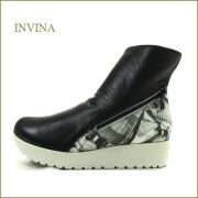 invina　インビナ  iv2164bl 　ブラック　【振り返って見てしまう・・飾りファスナーと小粋な柄　INVINA　厚底ショートブーツ】