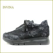 INVINA　インビナ  iv50277bl 　ブラック【お花のレース素材で可愛さアップ！INVINA 外反母趾対策の厚層インソール　大人スニーカー】