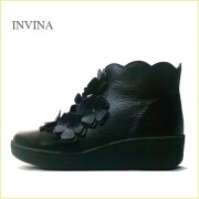 INVINA　インビナ  iv5703bl 　ブラック 【可愛いフラワーカット　締めつけない幅広４Ｅ　INVINA　 お花のショーツブーツ】