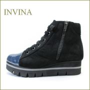 INVINA　インビナ　iv155bls　ネイビーブラック　【肌触りの良いふわふわ感・・優しいソフトレザー・・invina・レースアップショートブーツ】