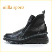 milla ミラ　mi7032bl　ブラック　【どんどん歩けるラバーソール・おしゃれＷジッパー・・milla・・アンクルショート】