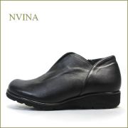 nvina　エヌビナ　nv7872bl  ブラック  【可愛い丸さのオブリック・・シンプルで決めよう。。nvina  ・センターゴア・スリッポン】