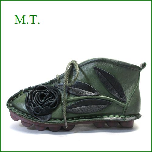 MT  エムティー  mt9220gr カーキ―グリン　【可愛いお花が咲いている・・・足に吸いつく履き心地。。MT　柔らかソールのアンクルブーツ】