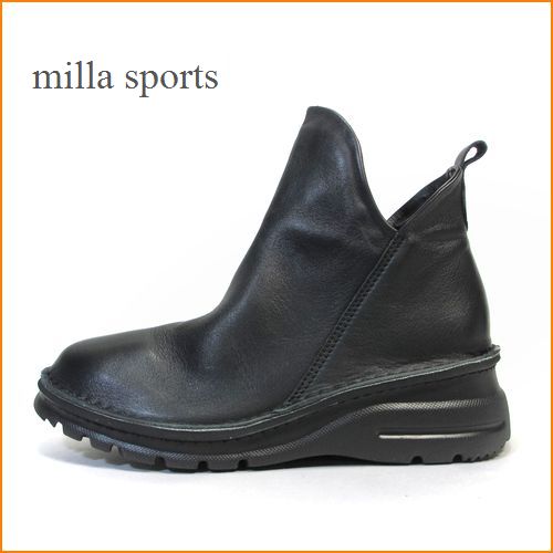 Milla Sports  ミラスポーツ  mi7058bl  ブラック　【どんどん歩けるラバーソール・・ソフトな仕上がり・Milla Sports・シンプルショート】