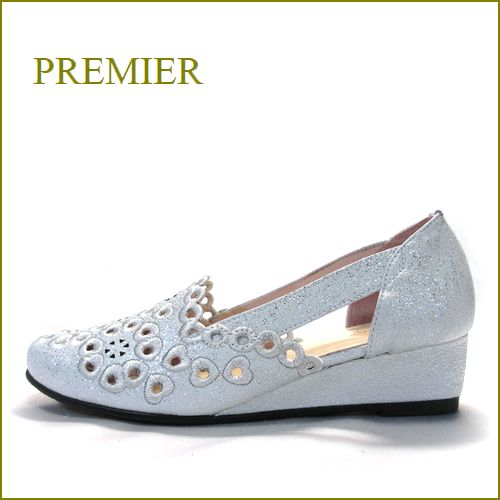 premier　プルミエ　pr3001sl　シルバー　【やっと出来上がりました！かわいい丸まるの刺繍リングの ◎○◎○◎ premier　新素材のきれいなパンプス】