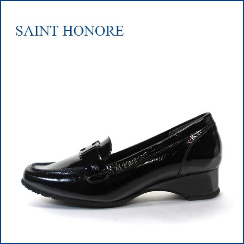 SAINT HONORE  サントノーレ sa6924ble  ブラックエナメル　【上品にきちんと履ける・ サントノーレ靴 つちふまず付き ローファーパンプス】