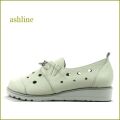 ashline  アシュライン  as008iv  アイボリー　【可愛いまん丸トゥ・・締めつけない幅広デザイン・・ashline・パンチング マニッシュ】