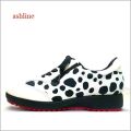 ashline  アシュライン  as20061wt 　オフホワイトダルメシアン　【可愛い赤色ソール　肌触りの良い裏素材　ashline   ダルメシアン スニーカー】