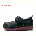 エスタシオン靴 estacion et730bl　 ブラック　【可愛いお花が咲いている・・気持ちいいふわふわクッション・エスタシオン靴　幅広のワンベルト】