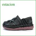 エスタシオン靴  estacion  et199bl　 ブラック　【可愛いお花が咲いている・・楽なふわふわクッション・エスタシオン靴　横幅広いスリッポン】
