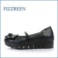 fizz reen　フィズリーン　 fr1572bl　ブラック　【曲がるソールと厚厚クッション・・足裏にとても優しい・・・fizz reen　・・かわいいお花ベルトパンプス】