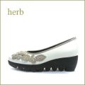 herb靴  ハーブ  hb3585wt  オフホワイト/ＯＫＥ  【かわいいお花カメリア・・なみなみ底の履きやすい・・herb靴 快適・パンプス】
