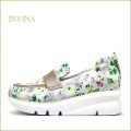 INVINA　インビナ  iv49203fw 　ホワイトフラワー【新鮮・ホワイト＆フラワー　横アーチがフィット　INVINA　スニーカーソールのローファー】