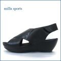 MILLA SPORTS / ミラスポーツ   mi6361bl ブラック　【面ファスナーでしっかりフィット　milla　sports　柔らかレザーのシンプル サンダル】