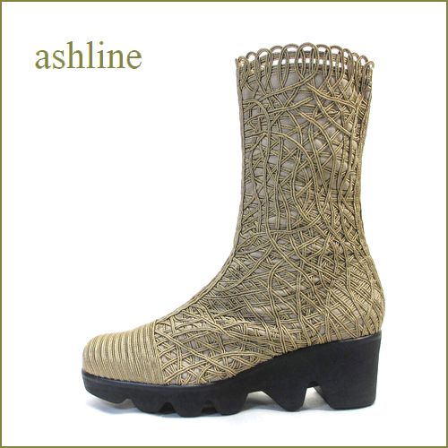 ashline アシュライン as12250ok  オ―ク　【おしゃれ度アップする・・手仕事の高級コードレース素材。。 ashline　ショートブーツ】